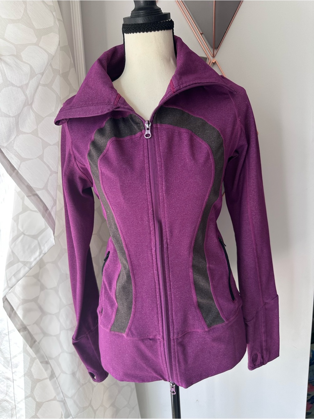 Y2K VINTAGE LULULEMON In Stride Jacket Purple Gray Grey Zip-Front Define Size 8
